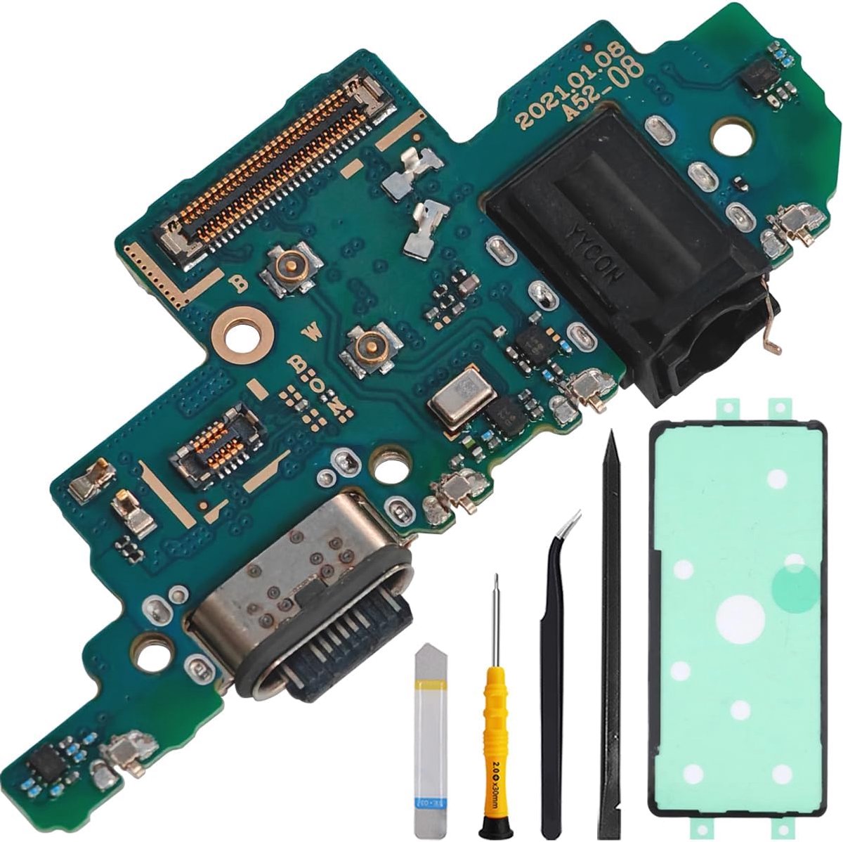 Dock Connector Vervanging voor Samsung Galaxy A52 5G SM-A526B, Snelladen USB Type-C Oplaadpoort Microfoon Audio Jack Board voor Galaxy A52 4G SM-A525F 6,5 Inch 2021