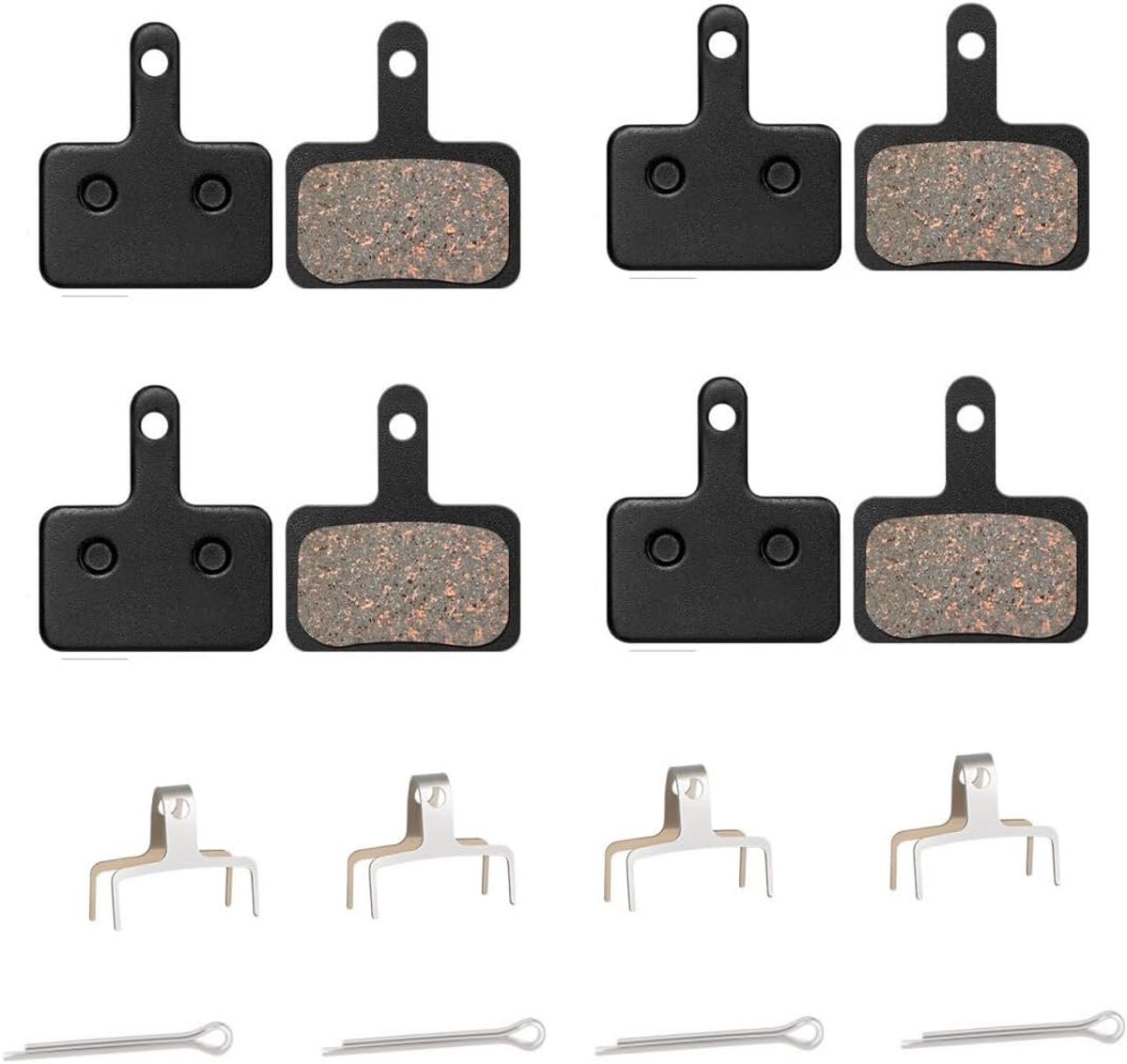 Remblokken voor schijfremmen, 4 paar fietsschijfremblokken en veer, compatibel met TRPM575, M525, M447, T615, T675, TX805, MT500, MT410, MT400, MT200, UR300, M505, M495, M486, M475 465 Mm 4050 M3050