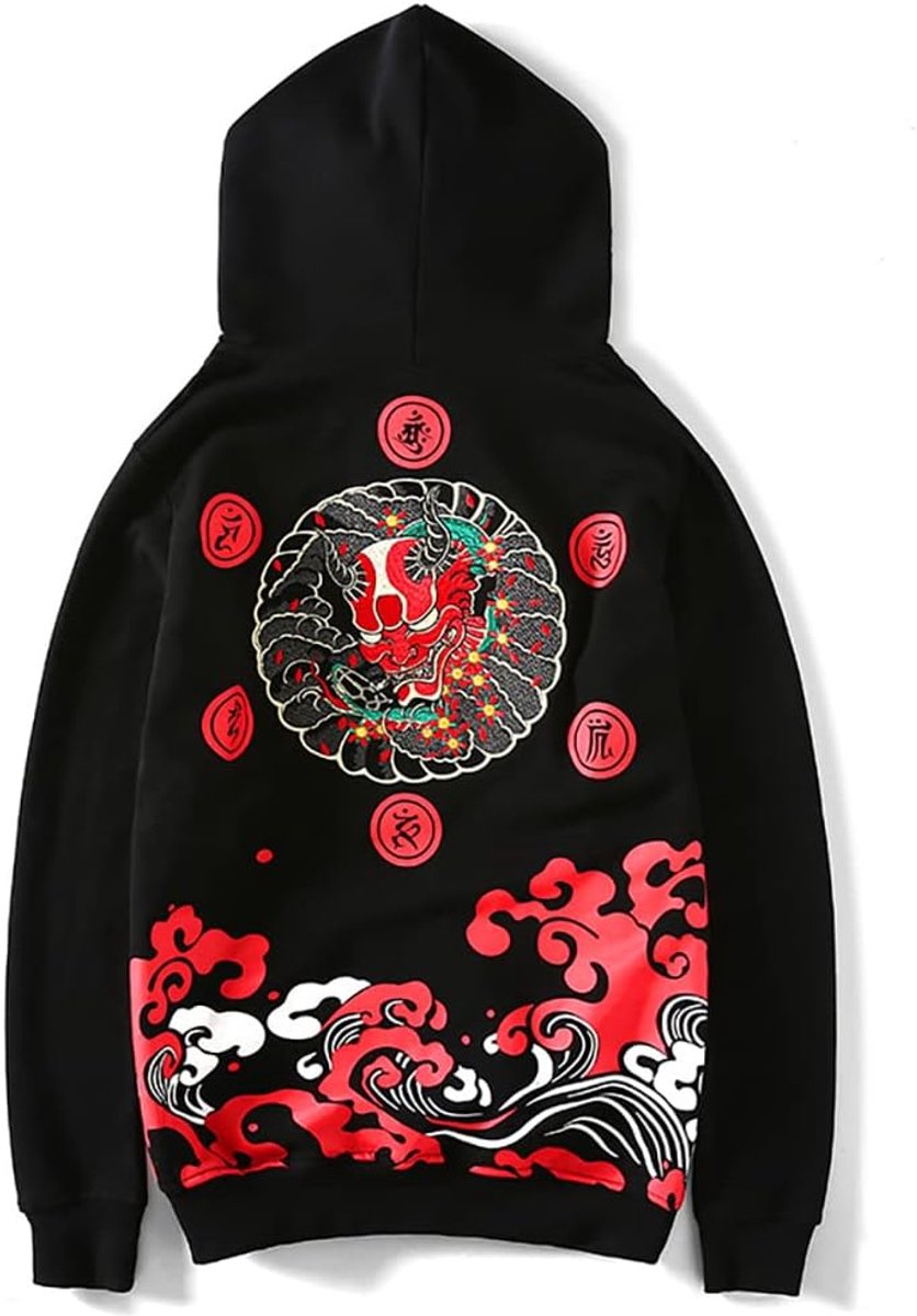 Inc Streetwear Men's Devil Embroidered Heavyweight Graphic Hoodies (Black-devil, Medium)