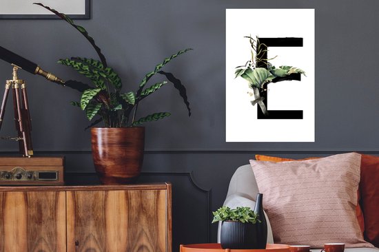 Sticker Muursticker Jungle aquarelle Lettres - Jungle lettre E - 40x60 cm - feuille autocollante - sticker mural repositionnable