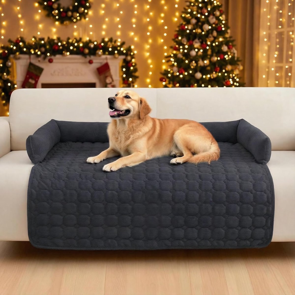 Premium Hondenbed - Bankbescherming voor huisdieren, handgemaakt en wasbaar hondenkussen, pluizige hondenmat voor alle maten (Cord Kunkelgrijs, 75 x 75 cm)