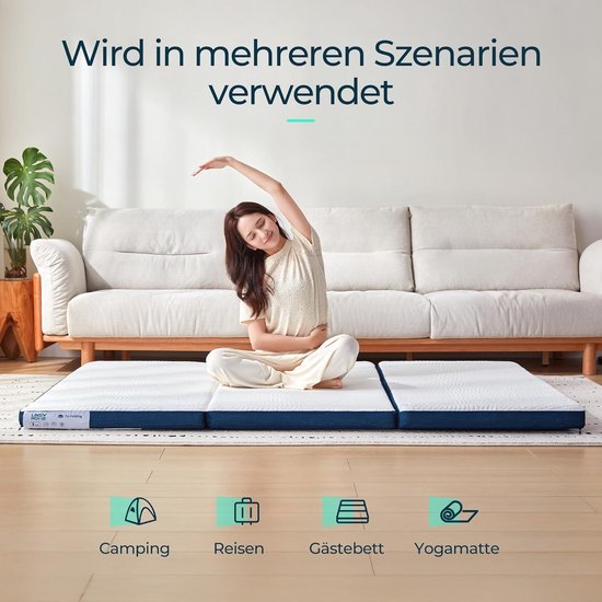 Opvouwbaar Matras - Topper Gastenmatras - Extra Slaapcomfort - Waterdichte Hoes - 160 x 200 cm - Grijs — afbeelding 4