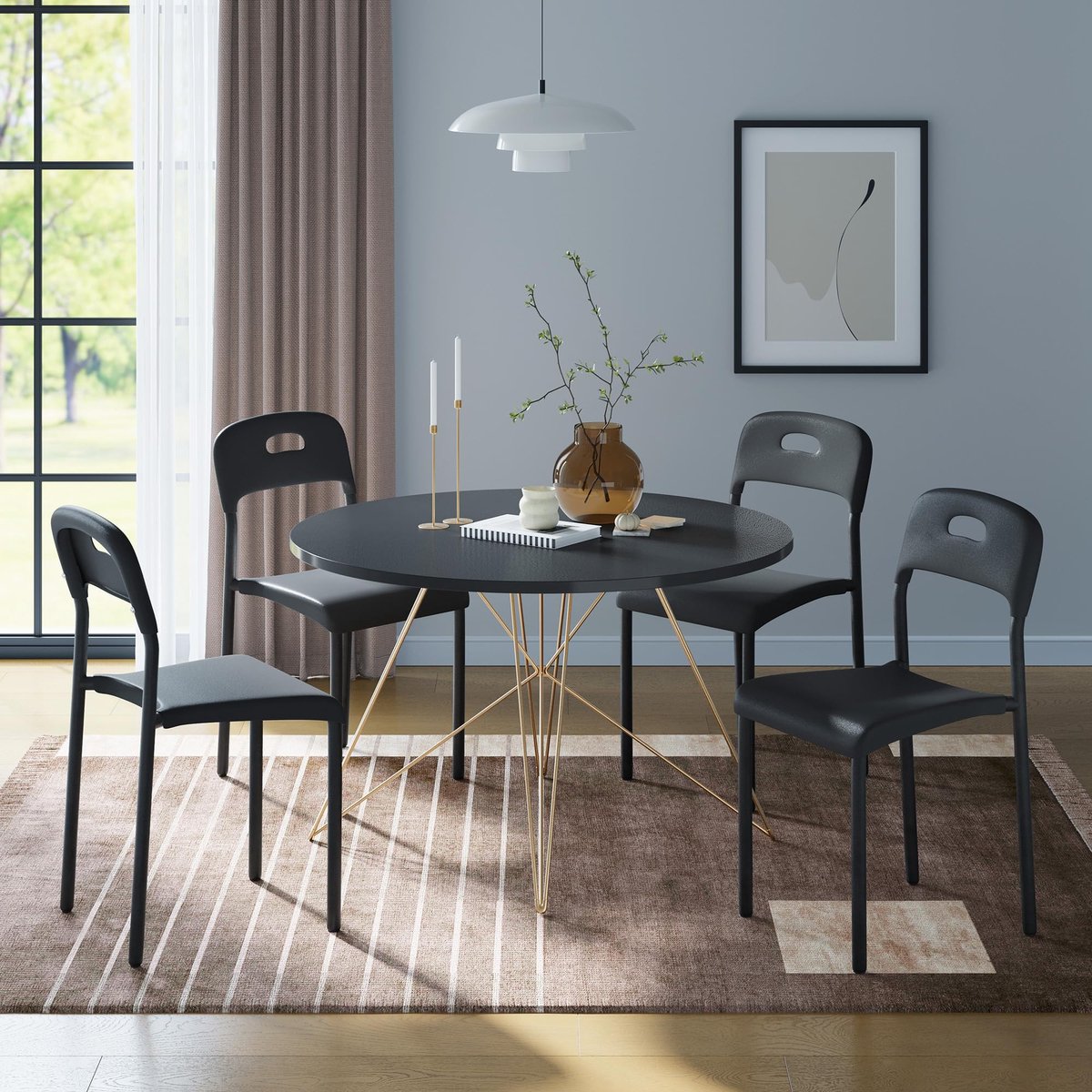 Kunststof Eetkamerstoel Set Van 4 - 40x45x76cm - Tuinstoel Stapelbaar - Waterdicht Vlekbes
