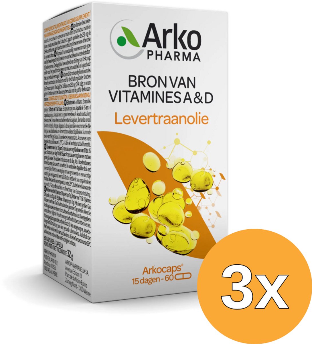 3x Arkocaps Levertraanolie (60 capsules)