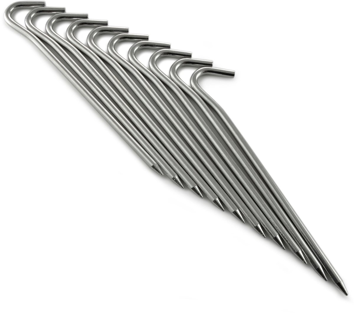 Tentharingen met punt, grondspijkers/grondankers 185 mm, zilver, ca. 14 g per stuk, voor tent, tarp, strandtent of paviljoen, compacte pakmaat