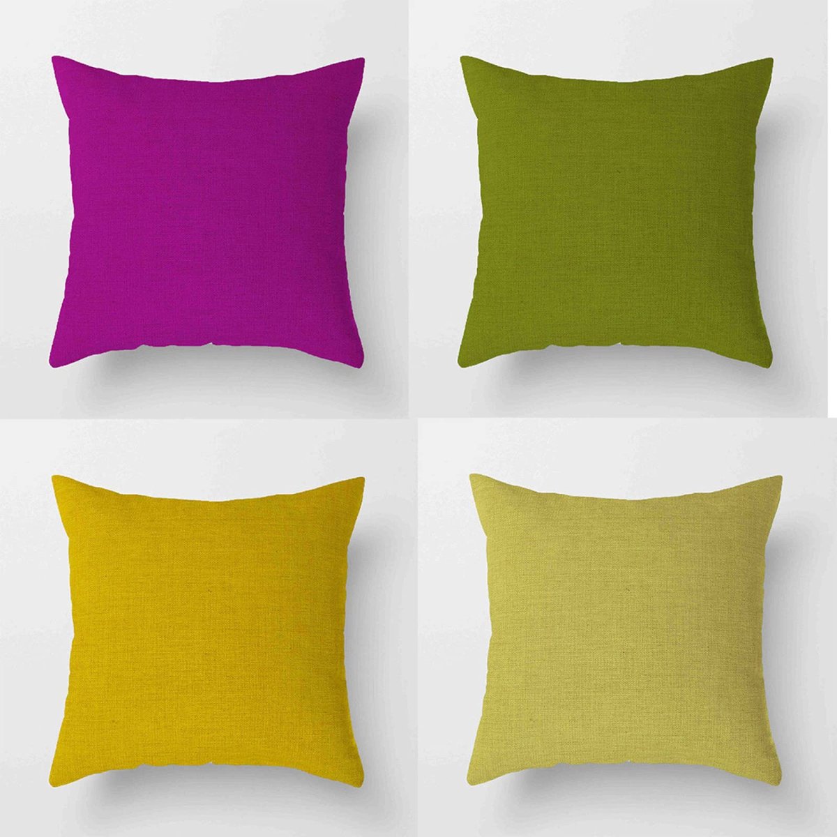 Set van 4 kussenslopen 60 x 60 cm (23,6 x 23,6 inch) linnen kussensloop vierkante bank kussensloop, slaapkamer indoor outdoor kussenhoes voor woondecoratie gunst met onzichtbare rits (geel paars)