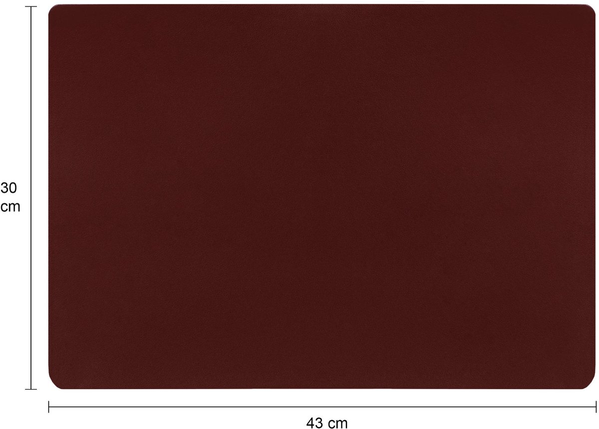 PU Leer Placemats - Onderleggers Tafel - Tafel Dekken - Set van 6 - 30 x 43 cm - Bordeaux Rood