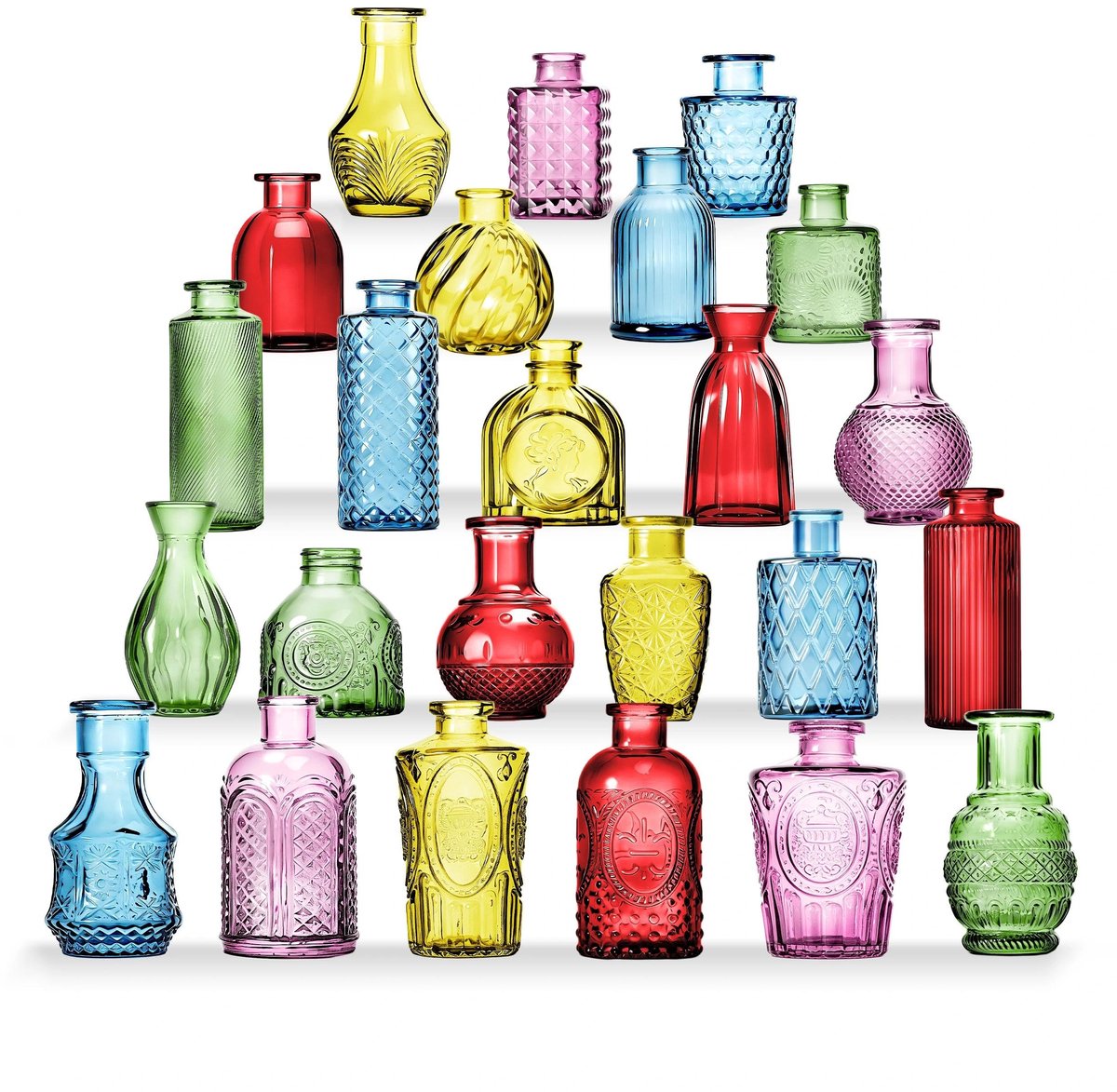 Set van 24 mini-knopvazen, glazen set als bruiloftsmiddenstuk voor tafels, heldere vintage vazen voor bloemen, kleine bloemenvazen, geschikt voor tafeldecoratie, verjaardagsfeest, bruiloft, babyshower