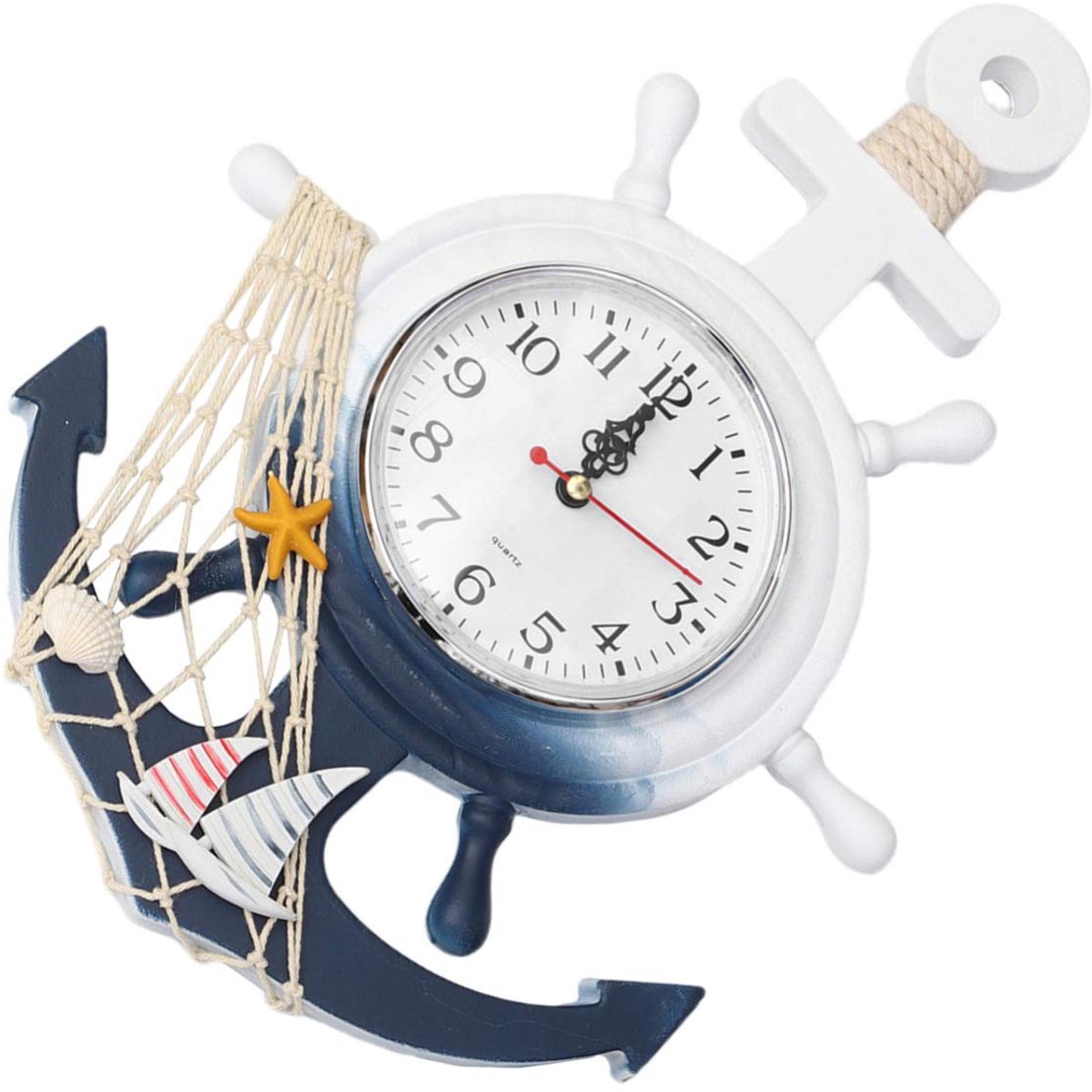 Klokken zomer badkamer ornament kinderkamer stil huis kantoor hout marine stuur hout inch vintage decoratie hangend flip klok woonkamer net roer kamer / decoratie