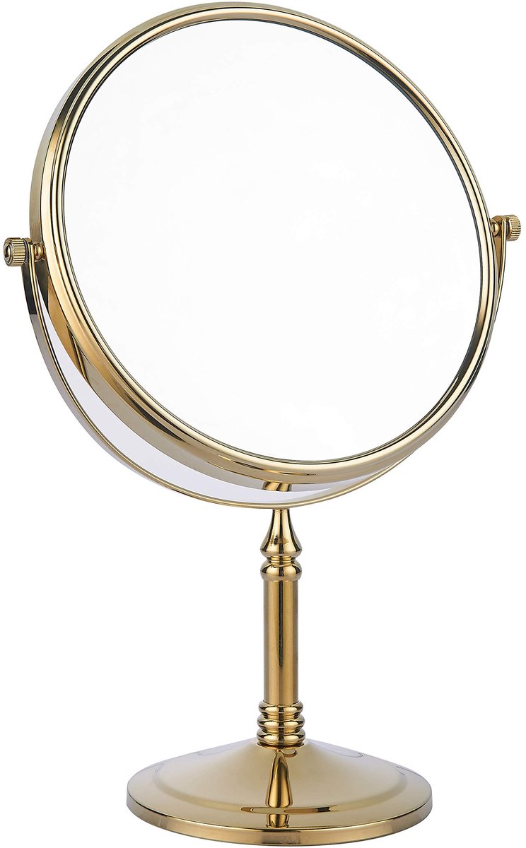 bgl Gouden badkamerspiegel, 1x en 3x vergrotende make-upspiegel, 360 draaibare kaptafelspiegel, dubbelzijdige make-upspiegel voor bad, slaapkamer, bureau, wastafel