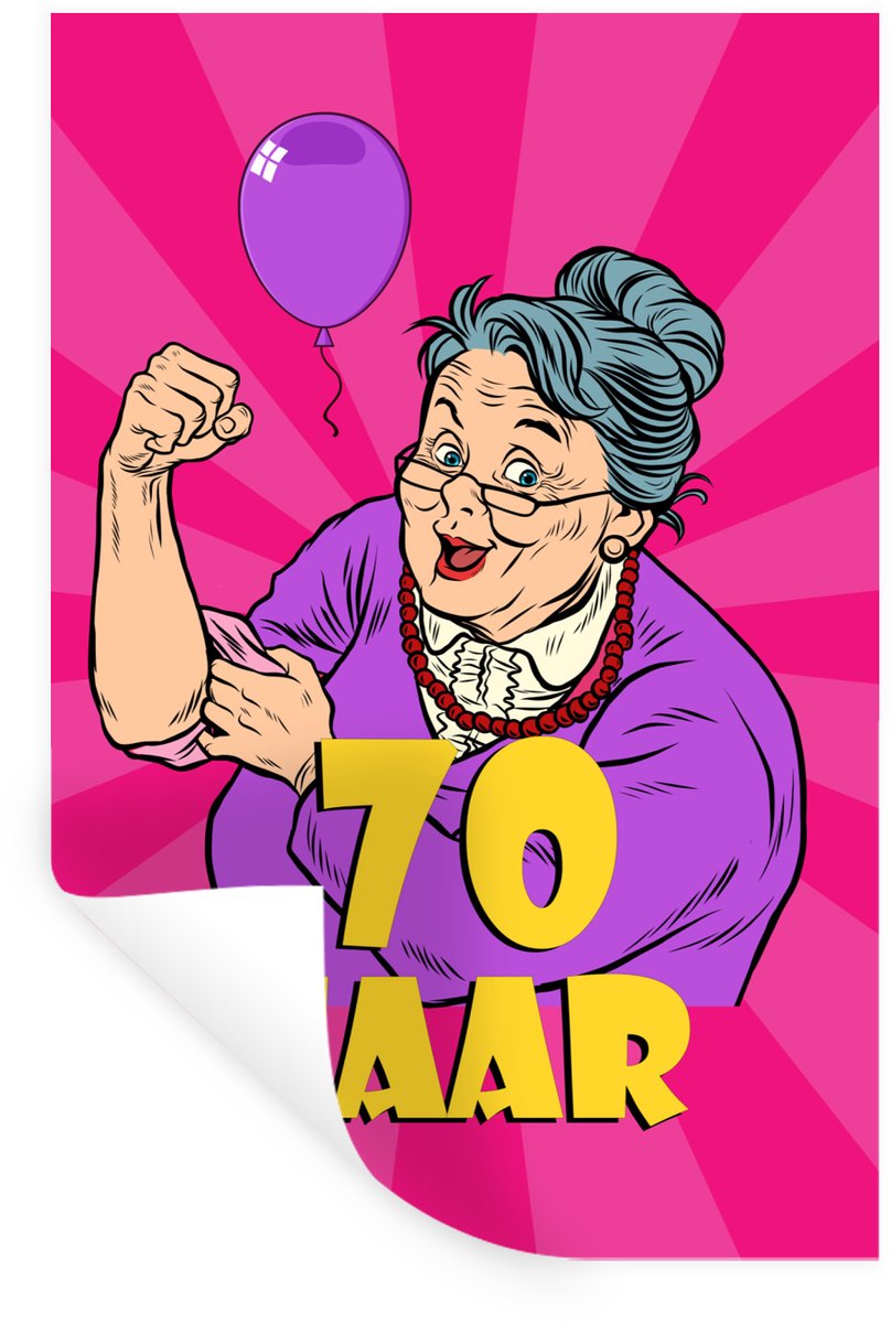 Muurstickers - Sticker Folie - Vrouw - 70 Jaar verjaardag - Jubileum - 40x60 cm - Plakfoli