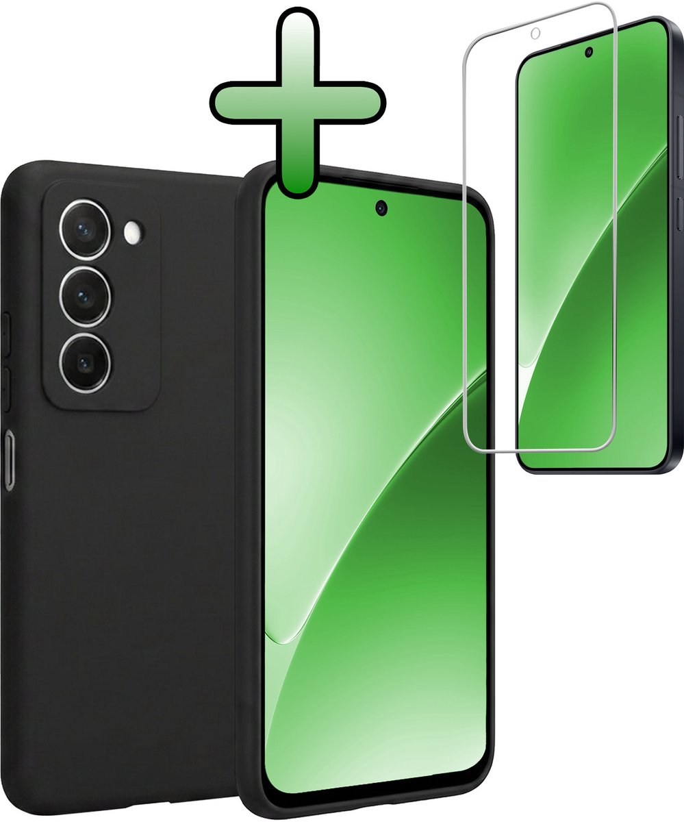 Hoesje Met Screenprotector - Geschikt voor Xiaomi 15 - Sterk & Shockproof - Back Cover - Siliconen Case - Telefoon Hoes - Zwart