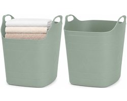 Excellent Houseware Flexibele emmer - 2x - groen - 15 liter - kunststof - vierkant - 37 x 30 cm