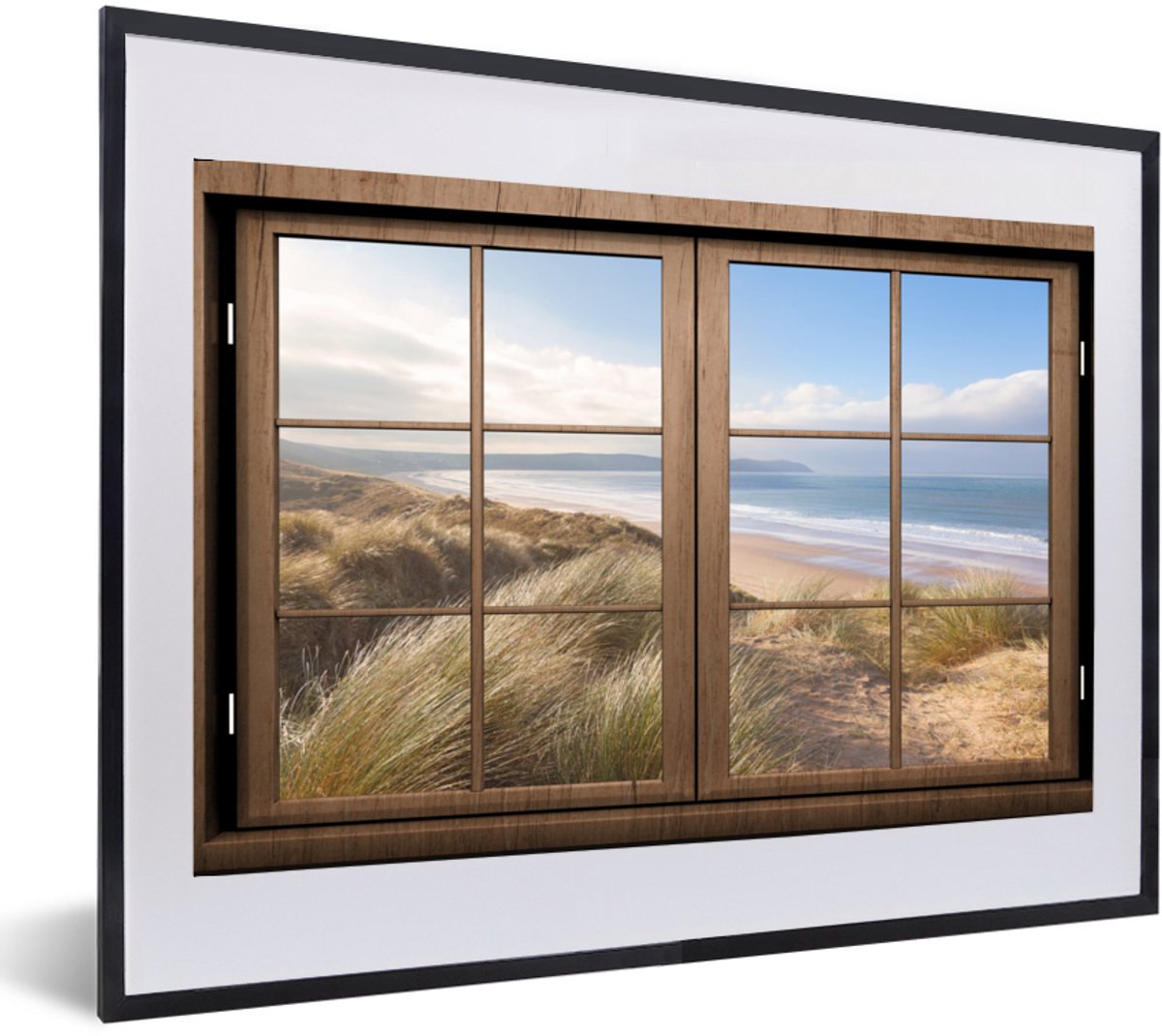 Fotolijst incl. Poster - Doorkijk - Strand - Hout - 60x40 cm - Posterlijst