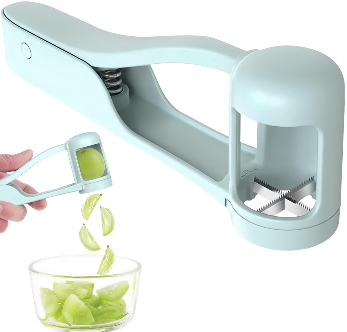 Dailygoods - Druivensnijder, fruitsnijder voor peuters en baby's, druivensnijder, peuters, druiven, kersentomaten, aardbeiensnijder, kwart snijder, babyaccessoires (blauw)