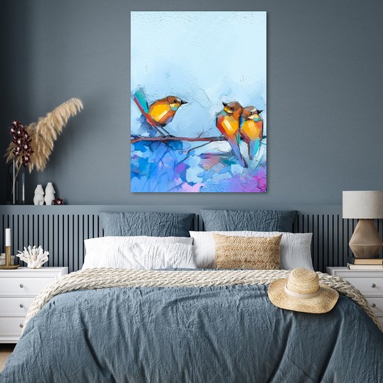 Poster Tableau - Peinture à l'huile - Vogel - Branche - 90x120 cm