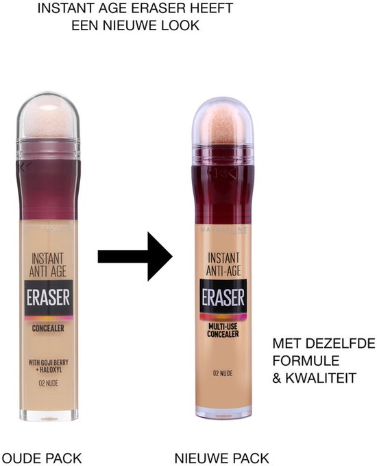 Vergelijking van de oude en nieuwe verpakking van de "Instant Anti Age Eraser" concealer.