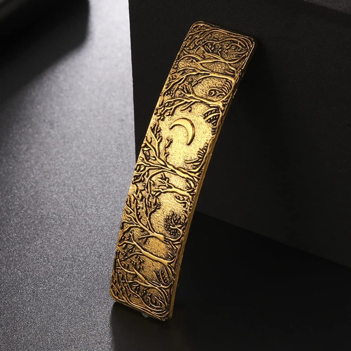 Haarspeld Groot Handgemaakt Metalen Barret Franse Haar Clip Vintage Retro Bos Maan Bescherming Haarspeld Vrouwen Meisjes Mode Haar Accessoires Cadeau (GOUD)