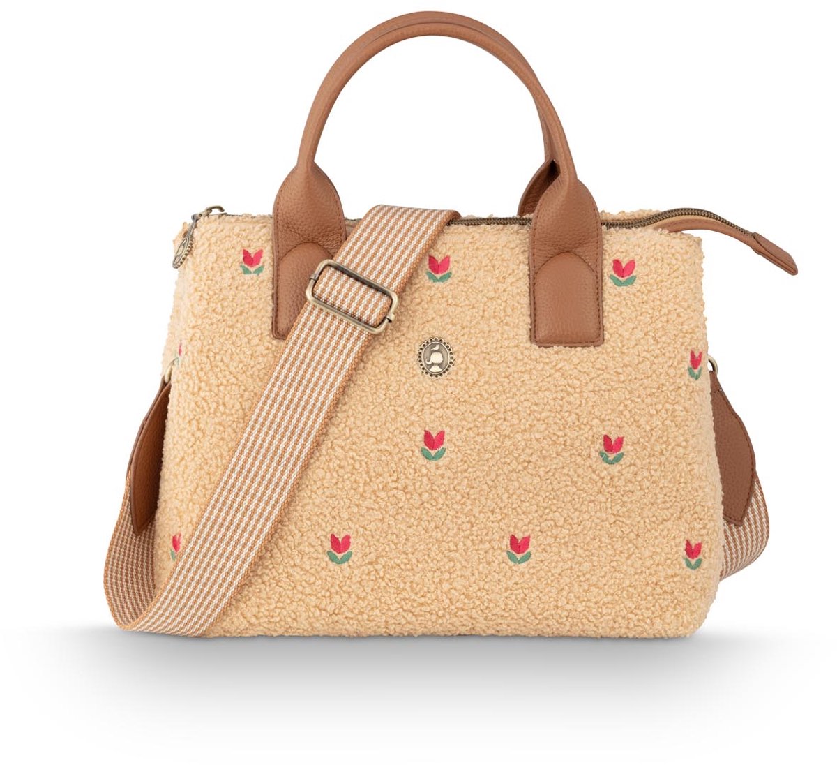 Pip Studio - Handtas - Fia Medium Teddy - Zand - 26,5x14x22cm
