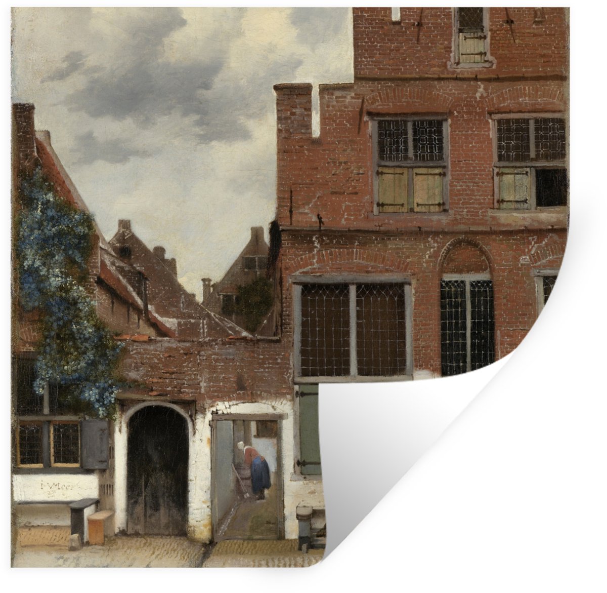 Muurstickers - Sticker Folie - Het straatje - Johannes Vermeer - 50x50 cm - Plakfolie - Mu