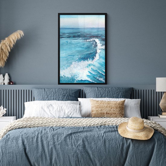 Cadre photo avec poster - Mer - Golf - Aquarelle - 60x90 cm - Cadre poster