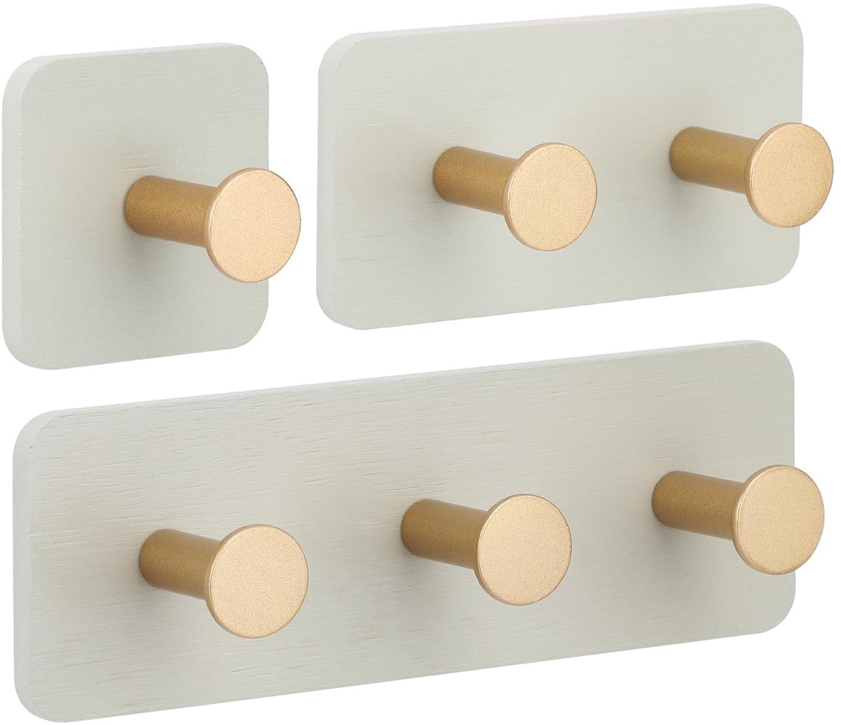 Zelfklevende Haken Extra Sterk, 3 Stuks Handdoekhaken Zonder Boren, Wandhaken Zelfklevend, Bamboe Haken voor Jas, Sjaal, Hoed (Grijs)