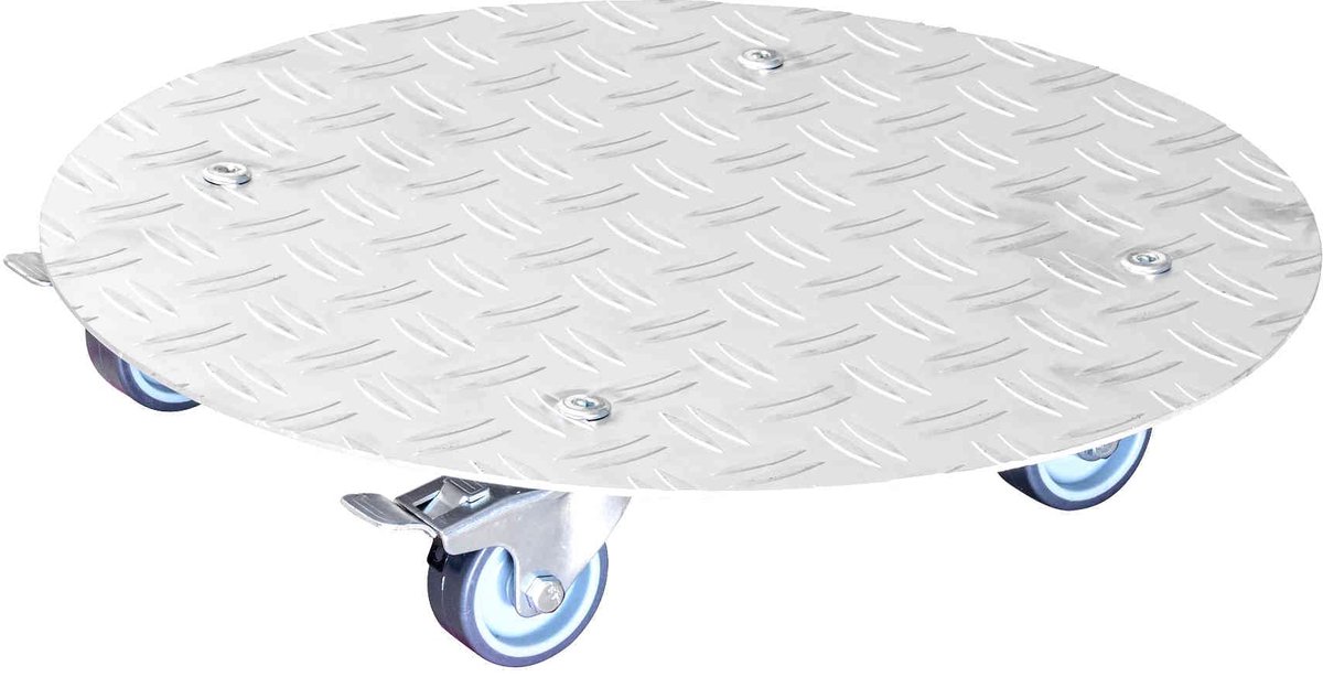 Plantentrolley ALASKA Ø 38 x 7,5 cm I Bloementrolley voor binnen + buiten I Containertrolley van, zilver I 2 remmen I Draagvermogen 100 kg I Made in Germany - 20700201