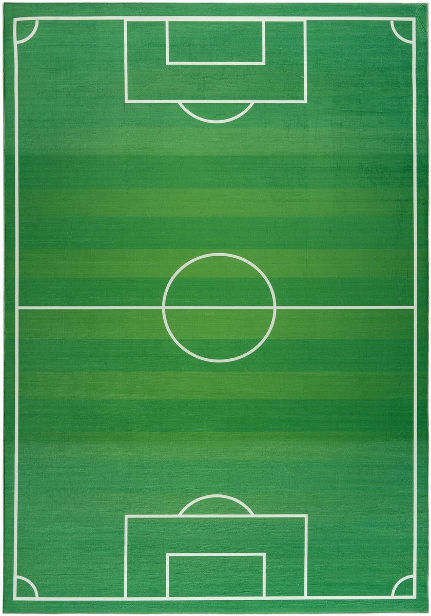 Muratap Kindervloerkleed Voetbal Groen Wasbaar Antislip- 160x230 CM