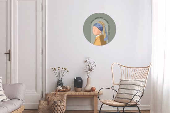 Cercle mural - Pastel - La Jeune Fille à la Perle - Vert - Maîtres Anciens - Aluminium - Dibond - ⌀ 30 cm - Intérieur et Extérieur