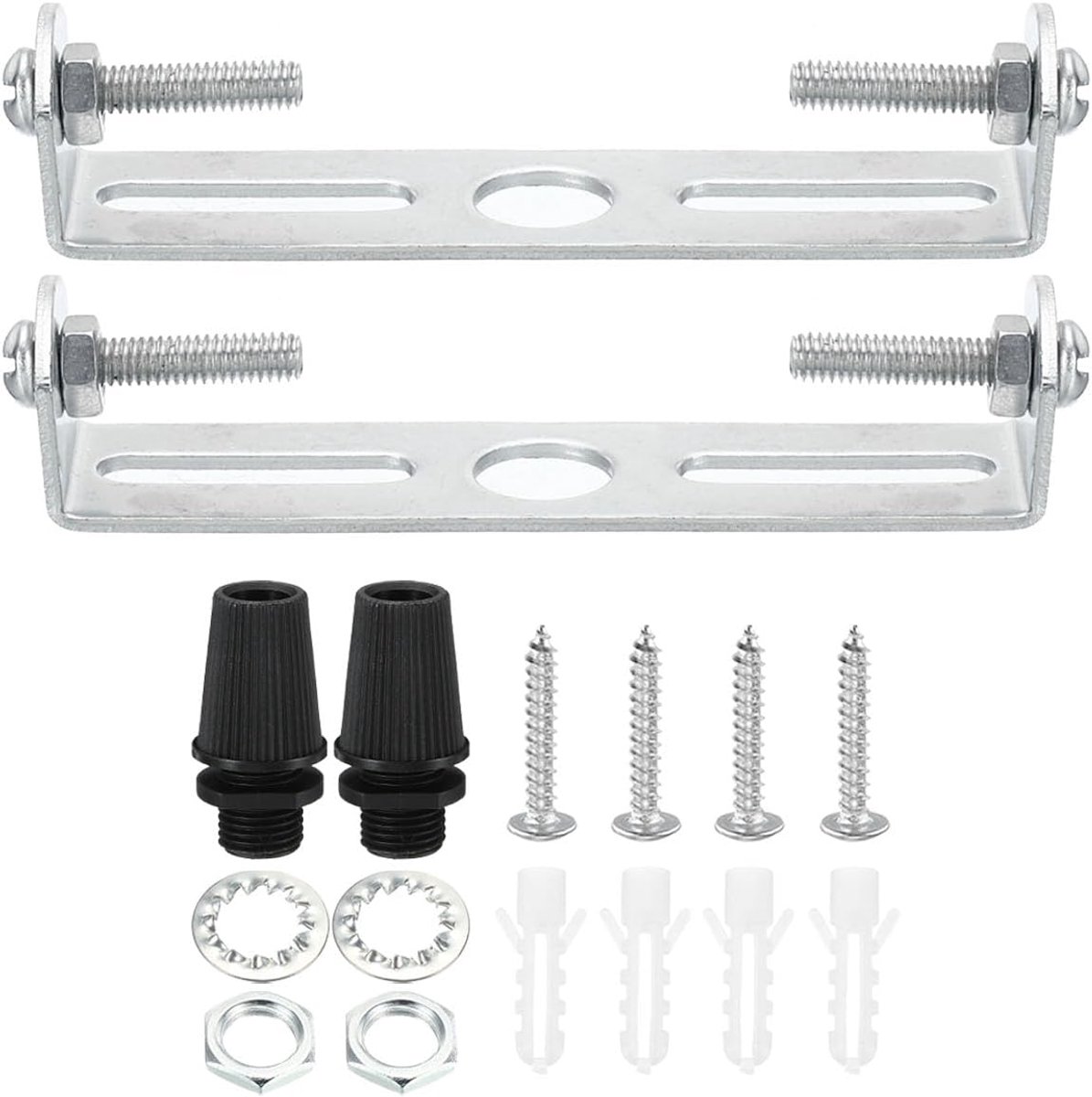 75 mm plafondlampplaat kit, set van 2 lampen, montagebeugels, plaat, staal, dwarslijst voor thuis, kantoor, hanglamp, muur met schroef, sluitring moer