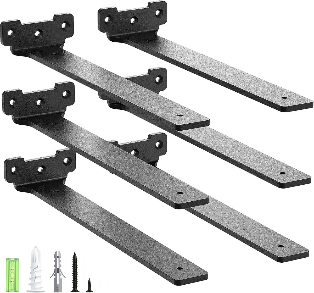 6 stuks plankhouders 30 cm, metalen plankdragers met schroeven, 70 kg draagkracht, zwart