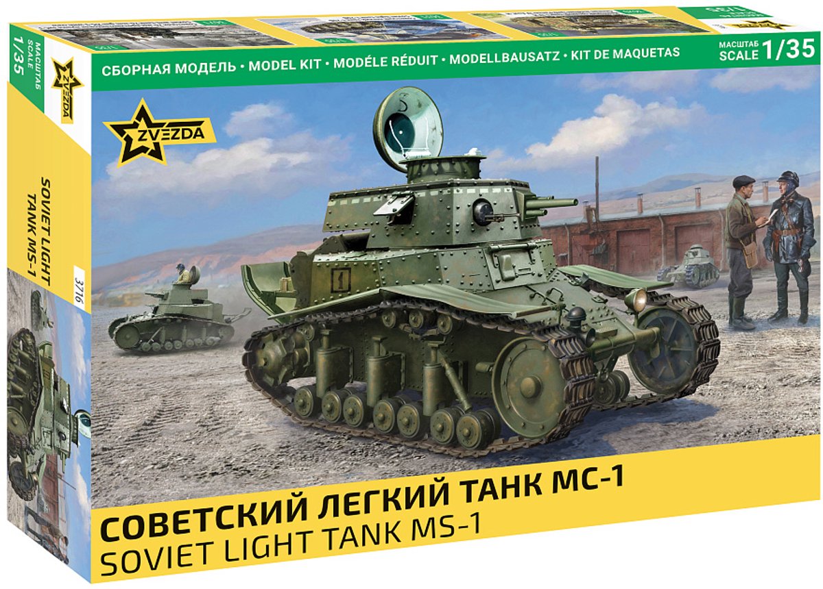 Zvezda Modelbouwpakket Militaire voertuigen - 3716 MS-1 - Sovjet Lichte Tank Plastic - 1:35 - Modelbouw