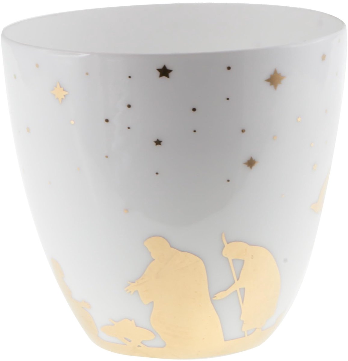 Theelichthouder van porselein Ø 9,2 cm H 9,8 cm - kerstdecoratie