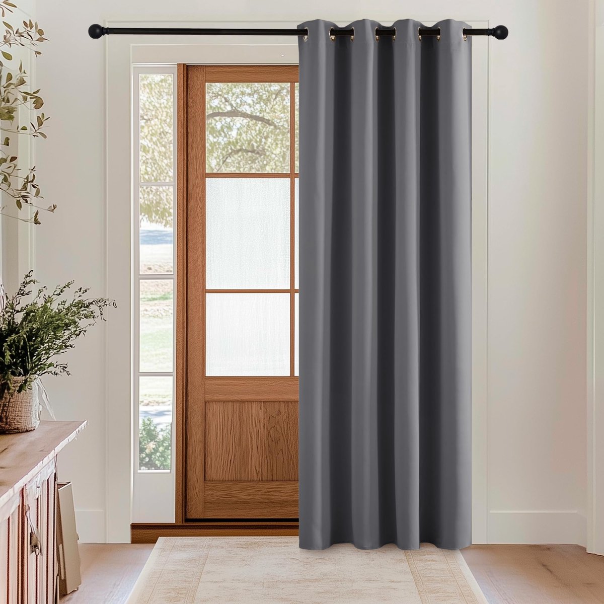 Warmte-isolerende Verduisteringsgordijnen, Gordijnen voor Woonkamer en Slaapkamer met Ringen, Modern Design,140B x 200H cm (1 Panelen),Grijs