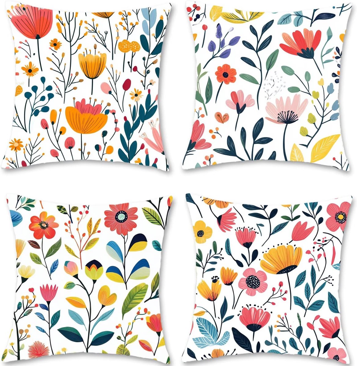 80 x 80 cm, modern, fluweel, bankkussen, sierkussen, set van 4 kussenslopen, vierkant, voor Halloween, woonkamer, slaapkamer, balkon, decoratie, S1-166