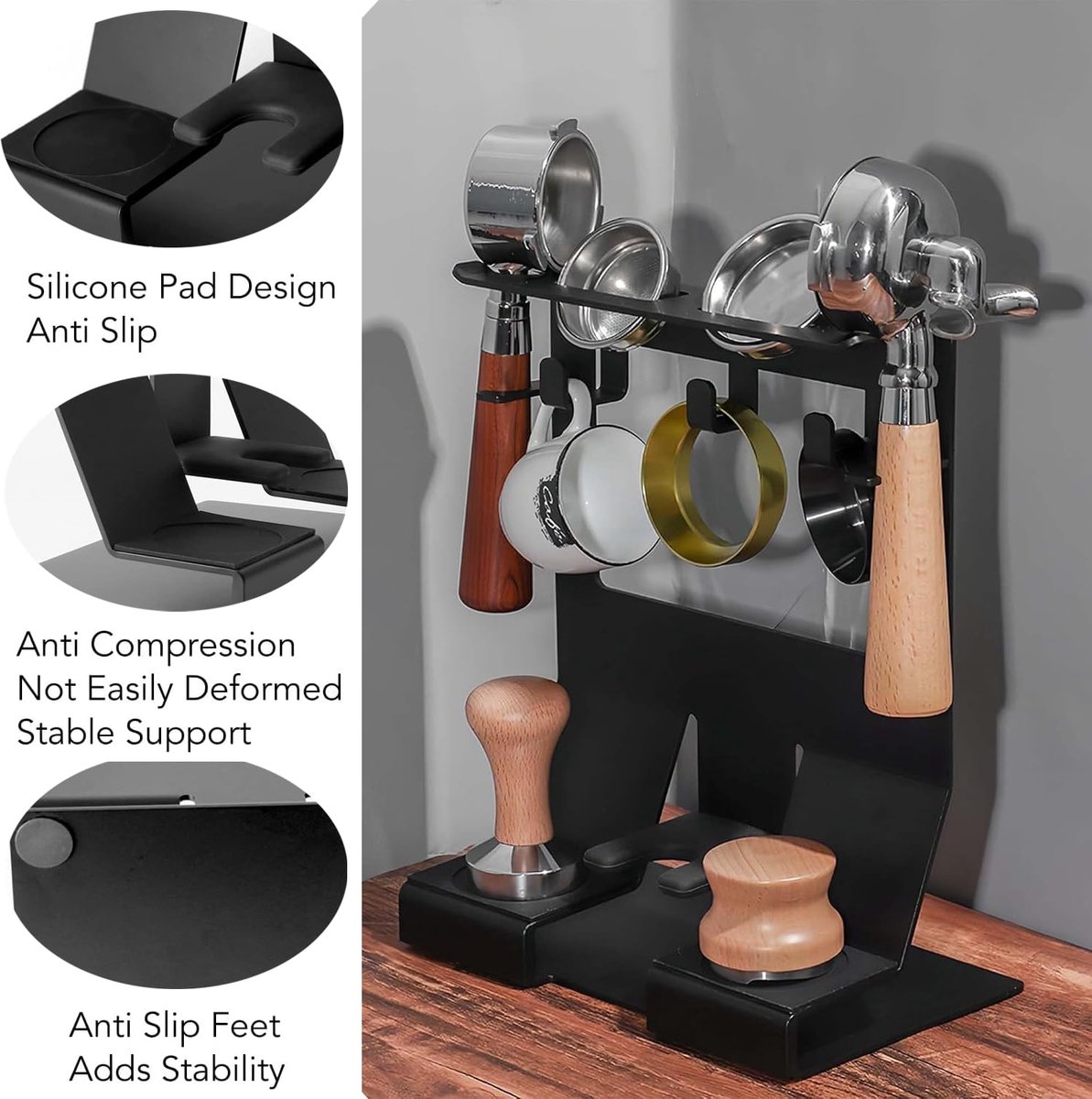 Opbergrek, multifunctioneel metalen tamperstation 58 mm, poederpers hamer poederdispenser opbergbasis