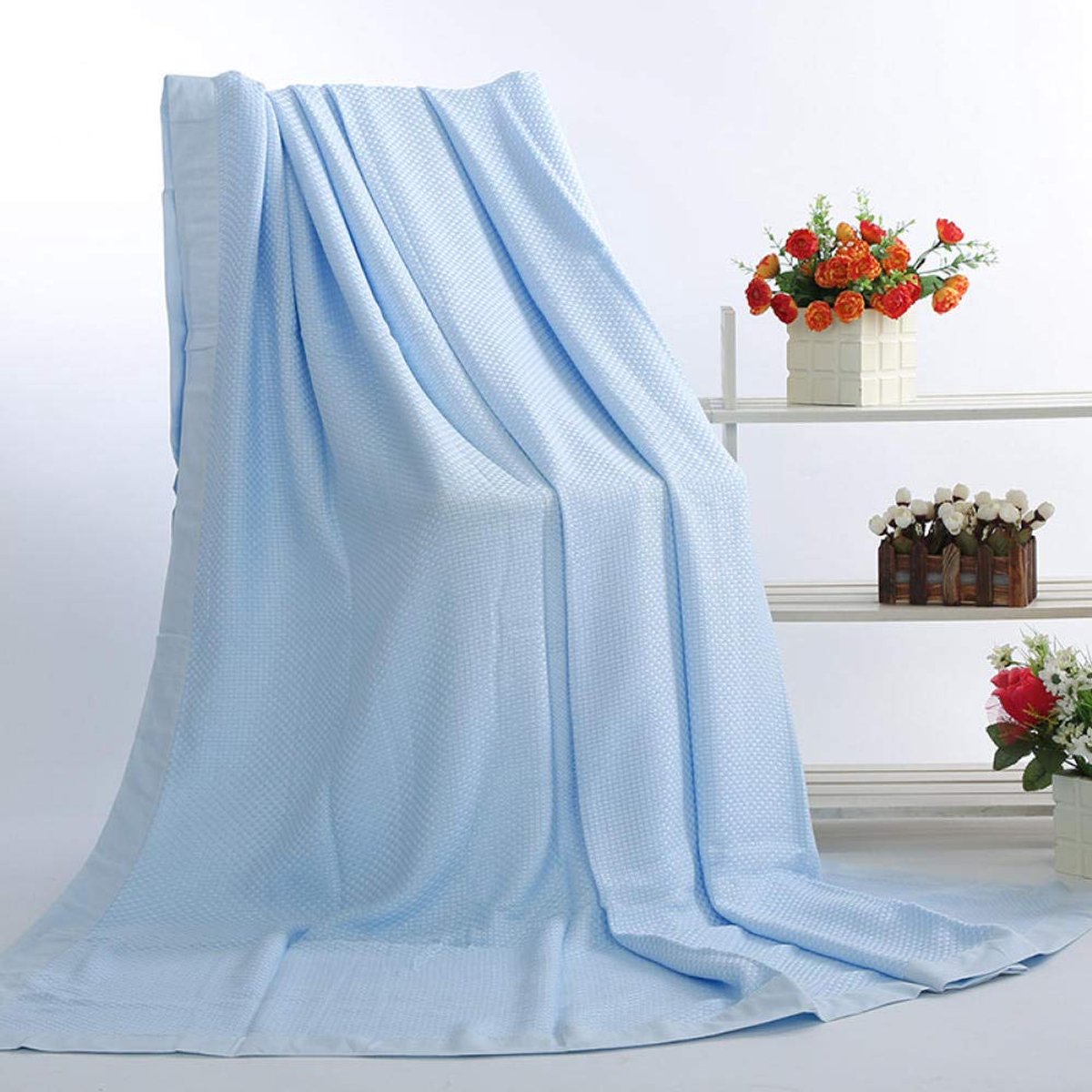 fleece werpdekens Reisformaat - Superzachte donzige warme stevige bedspreien voor bank Microfiber deken -blauw_120 cm X 100 cm
