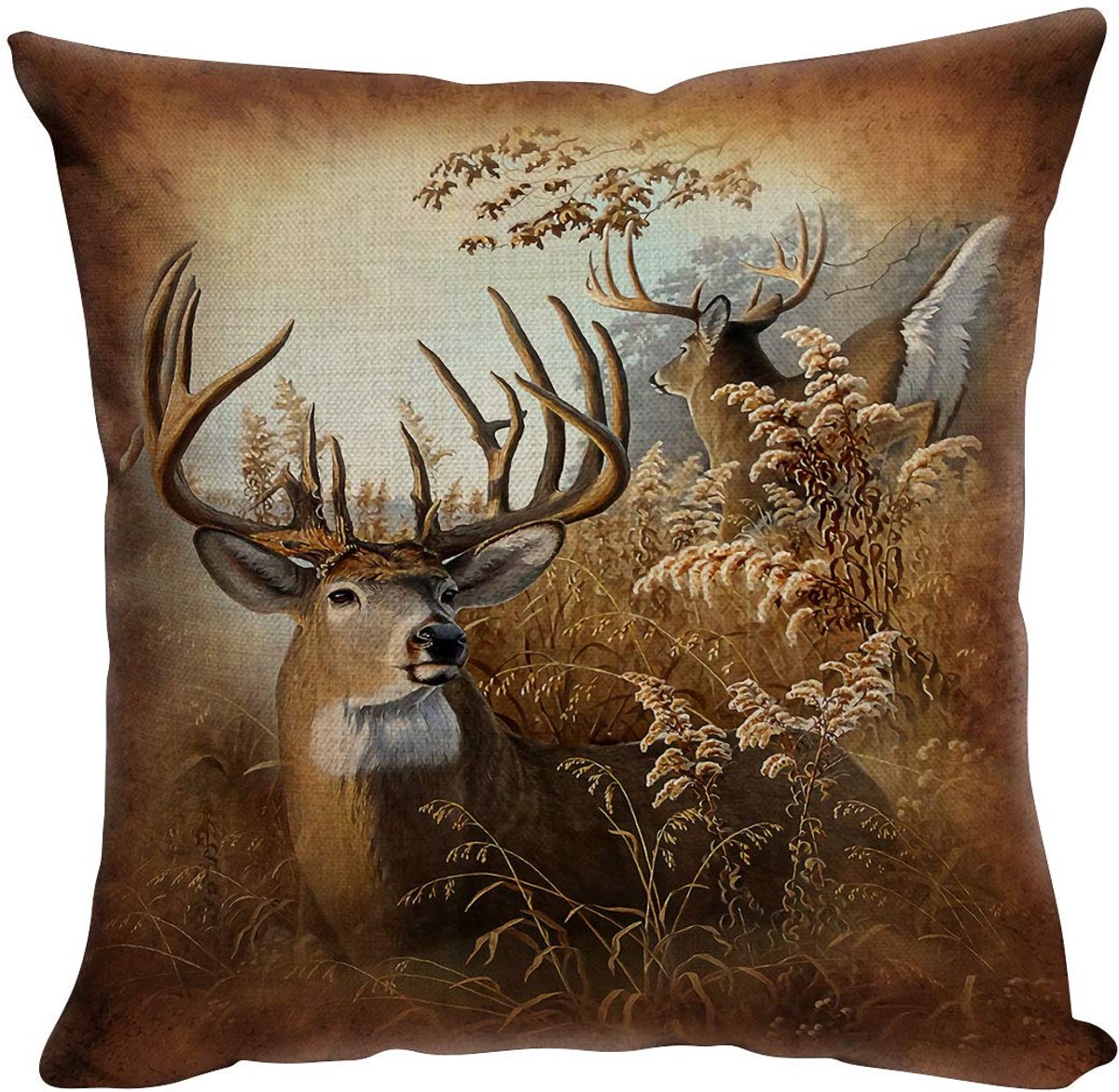 Sofa Decoratieve kussensloop Auto Decoratieve kussenslopen Kussen Retro Olieverfschilderij hert