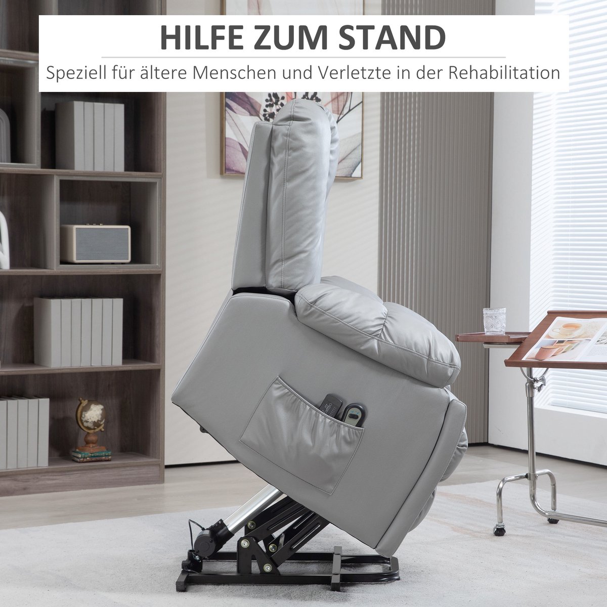 HAUSS SPOLE Elektrische Relaxfauteuil Met Opsta Functie En Massagefunctie Voor Woonkamer En Tv Kamer Van Donkergrijze Microvezel Met Metalen Frame Donkergrijs