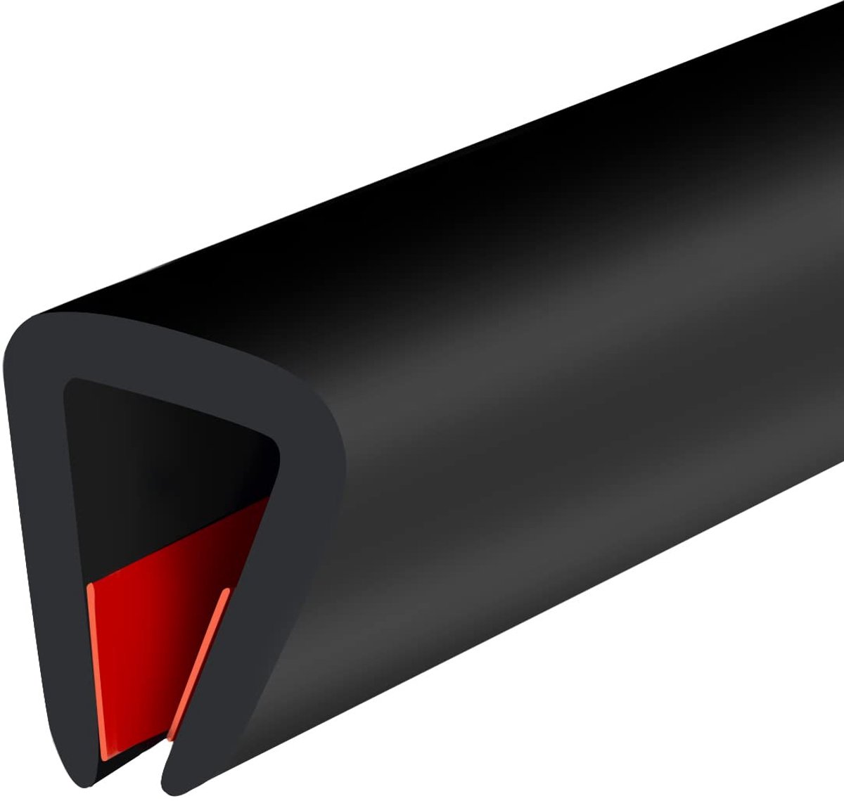 Rubberen randafwerking, zelfklevende U-kanaalrandafwerking, U-vormige randbeschermer voor glas, spiegel, multiplex, EPDM-materiaal, sleufbreedte 6 mm, lengte 3 m, zwart