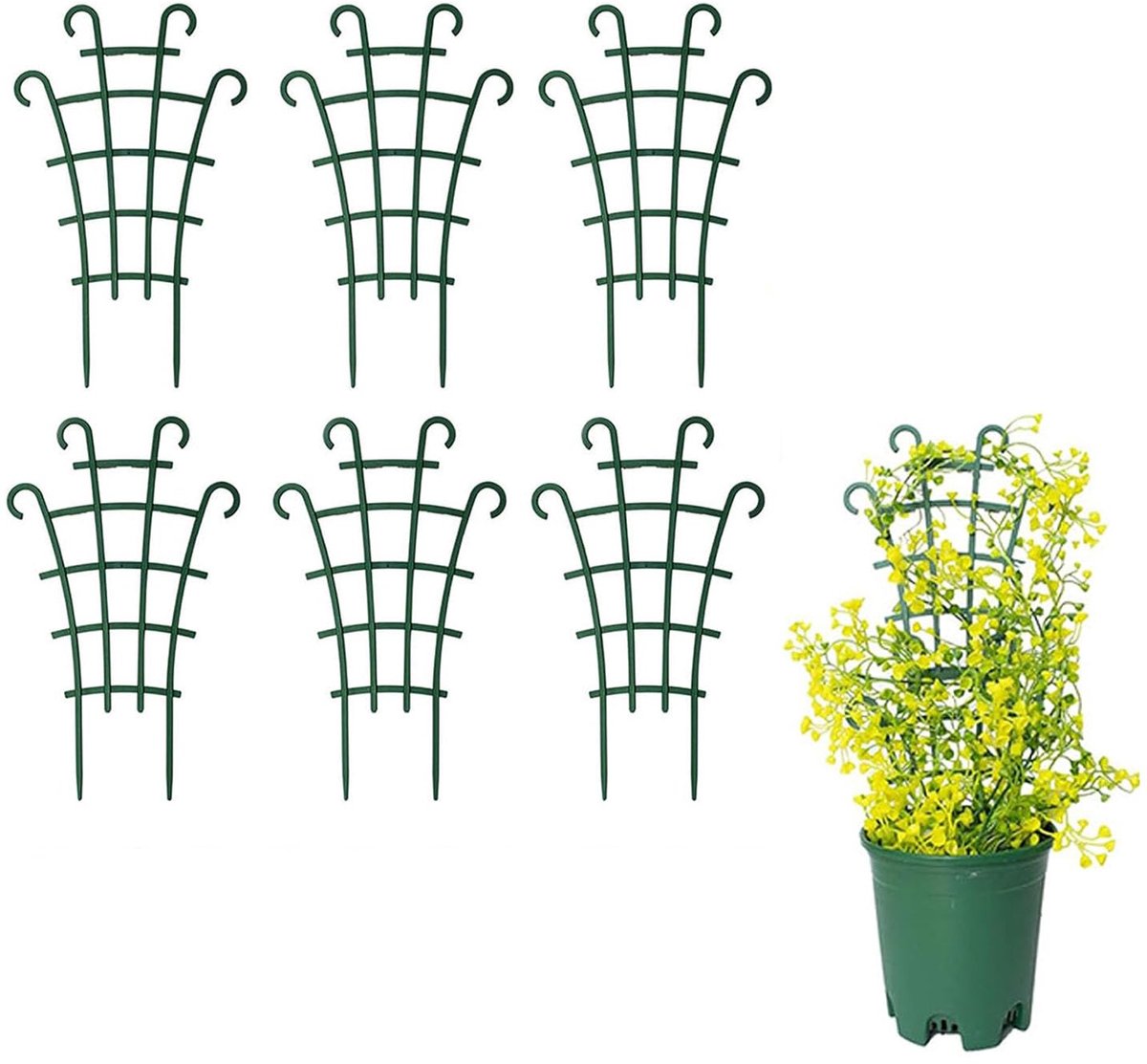 6 stuks klimhulp voor kamerplanten, herbruikbare plantensteunen met klimrooster