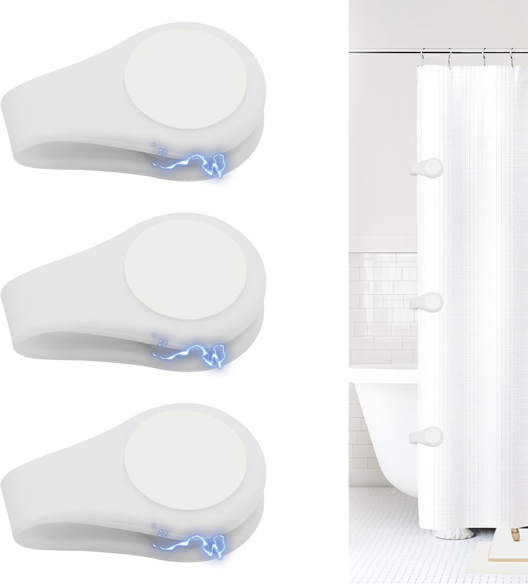 Douchegordijnclips, douchegordijnhaken, roesten niet snel, voorkomen effectief waterspatten, sterke grip, zelfklevend tegen wind en spatten