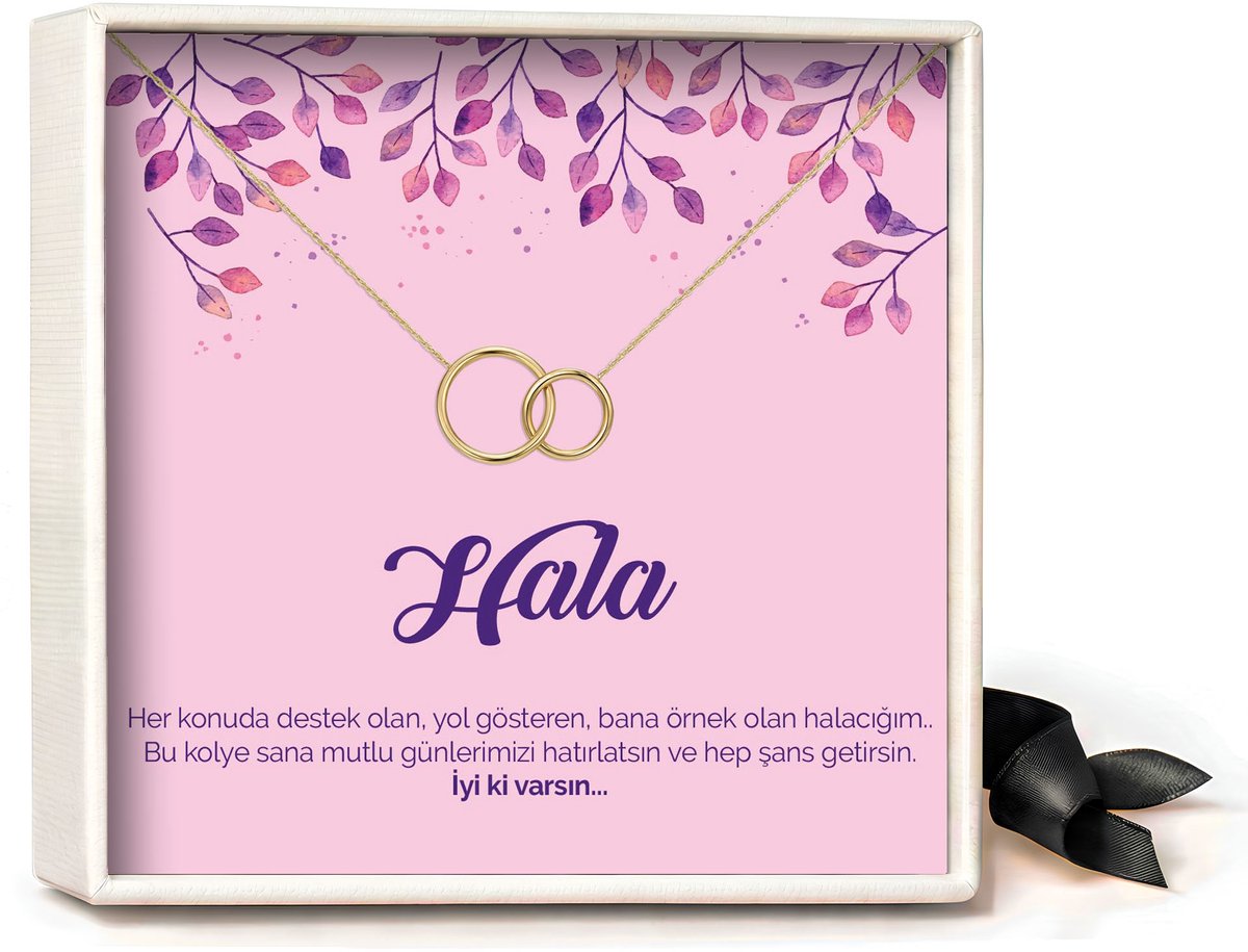 Pera Jewelry - 925 sterling zilveren Twee Ringen Ketting - Çift Halka Kolye – Hala - Collier - Ketting Dames - Ketting met Hanger