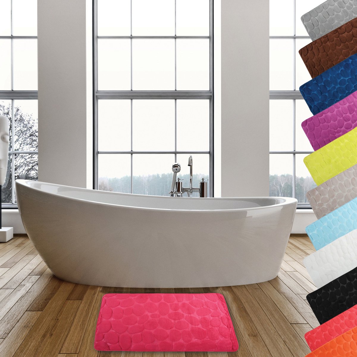 Badmat, wasbaar, sneldrogend, antislip, 50 x 80 cm, roze