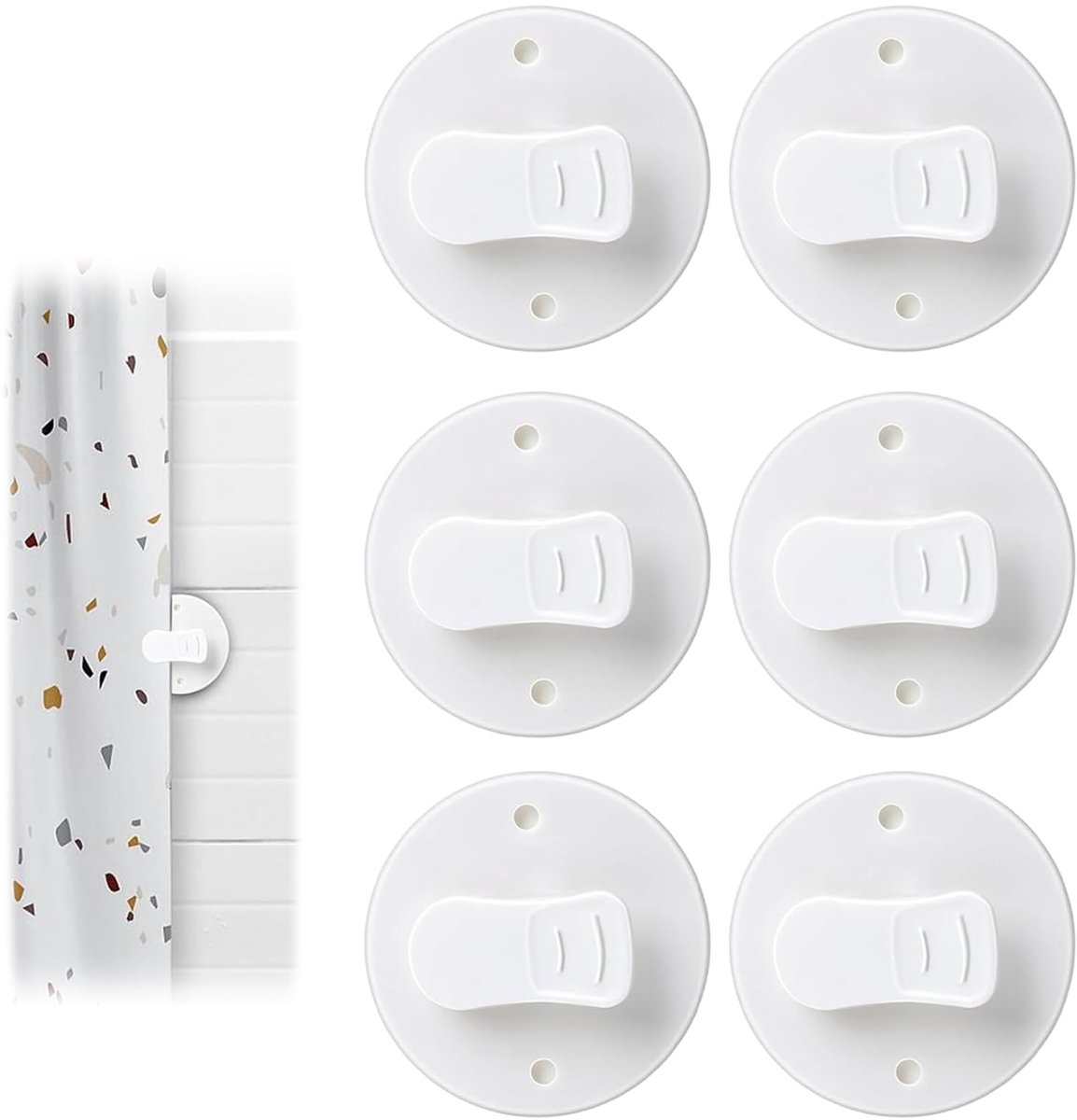 Douchegordijnclips, zelfklevende douchegordijnklemmen, beschermende spatbeschermingsclips, winddichte beschermclips om douchegordijn, slimme accessoires voor douche, camper, badkamer