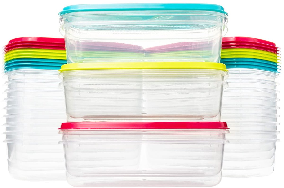 Set van 24 voedselcontainers 700 ml, kunststof containers voor levensmiddelen, BPA-vrij, m