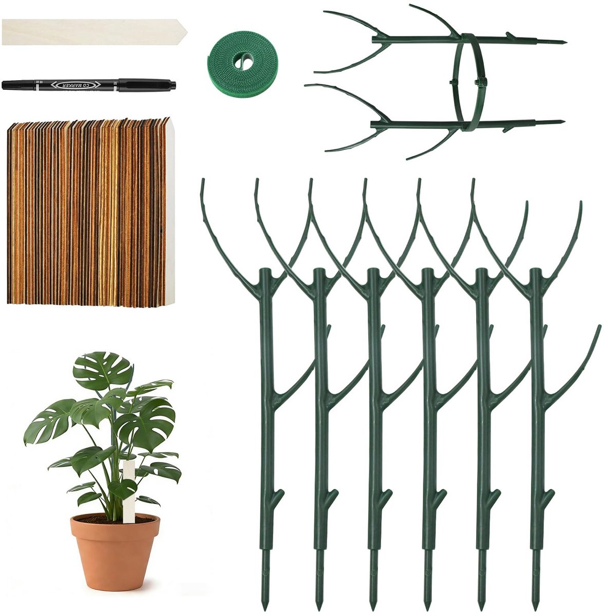 Klimhulp Set - Plantensteun - Planten Ondersteunen - In Hoogte Verstelbaar - 28-113 cm - Groen