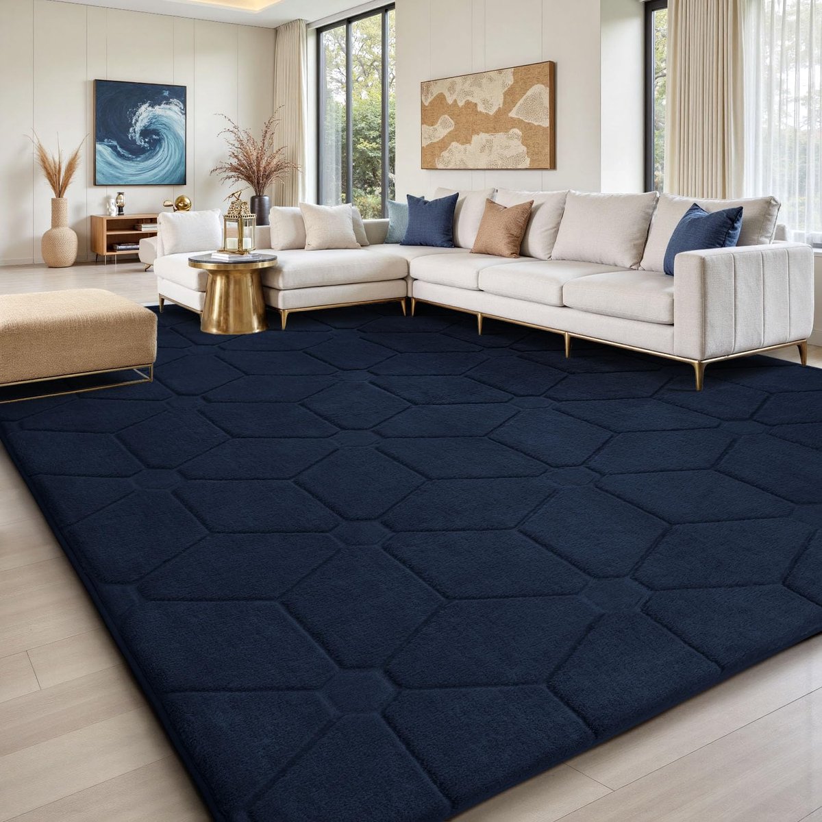 Vloerkleed voor de woonkamer, wasbaar tapijt, kinderkamer, pluizige tapijten, slaapkamertapijt, laagpolig pluizig antislipmat kinderkamer tapijten