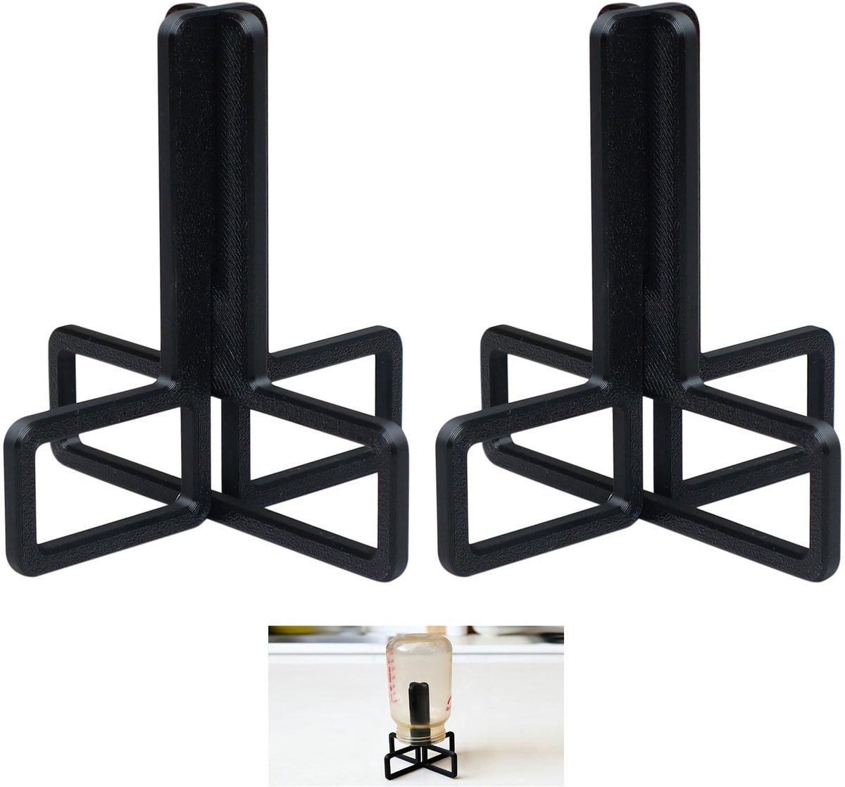 zwart (2 stuks) – Compacte flessenhouder voor Soda Crystal & Duo – Stevig afdruiprek met aparte dekselhouder – Klein afdruiprek voor in de keuken