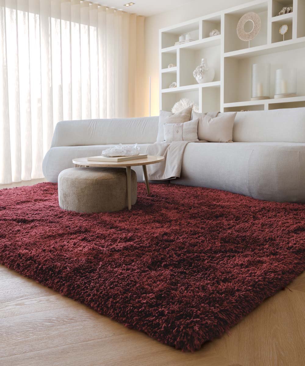 Shaggy vloerkleed - Sveve bordeauxrood 200x300